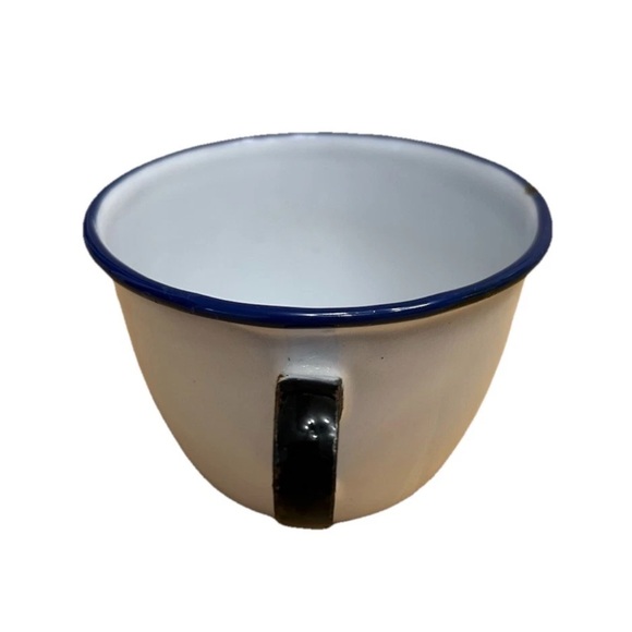 Vintage Swedish Enamelware Cup White & Blue Tea Coffee Cup - Picture 2 of 6